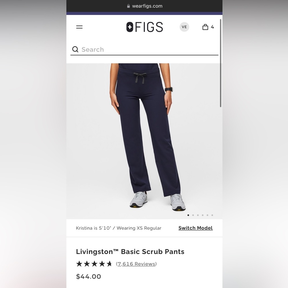 Figs Livingston scrubs pant in Navy Small Petite